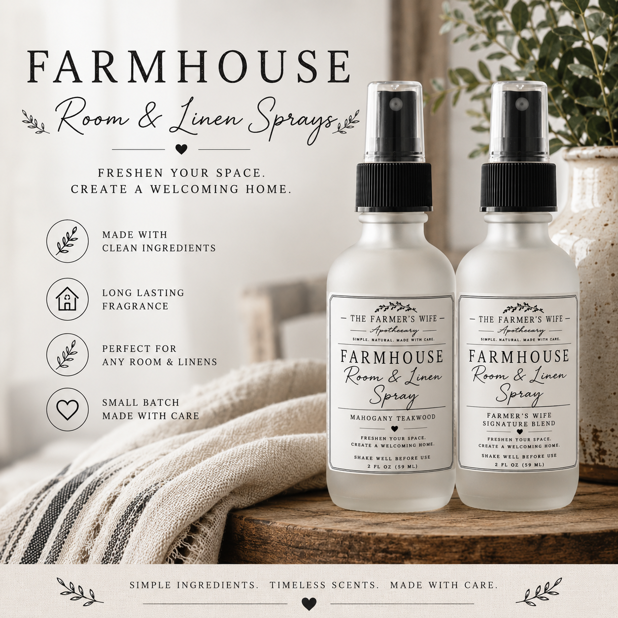 Farmhouse Room and Linen Spray Duo