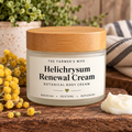 Helichrysum Renewal Cream by The Farmer's Wife with plain bamboo lid and botanical body cream label