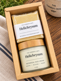 Helichrysum Renewal Duo by The Farmer's Wife in a rustic wooden gift box
