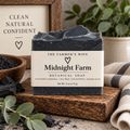 Midnight Farm Activated Charcoal Soap by The Farmer's Wife with current vellum heart label