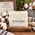 Texas Cotton Soap by The Farmer's Wife in snow white with current vellum heart label